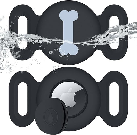 Waterproof Collar Holder Compatible with Airtag (2 Pack), Protective Anti-Lost Case for GPS Tracker, Silicone Collar Holder for Pets