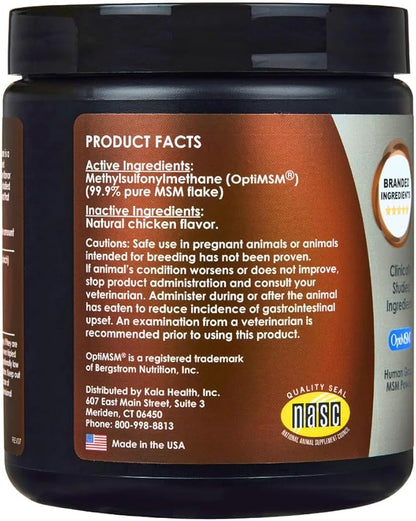 KALA HEALTH PeakTails Chicken Flavored MSM Powder for Dogs, 1 lb, Hip and Joint Support Supplement, Pure and Distilled US-Sourced MSM