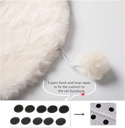 SHENGOCASE 2-Pack 16" Round Faux Rabbit Fur Cat Dog Bed Cushion Pad Mat, Cat Tree Tower Replacement Cushion Pad for Window Perch Carrier House Cage Crate Kennel Furniture