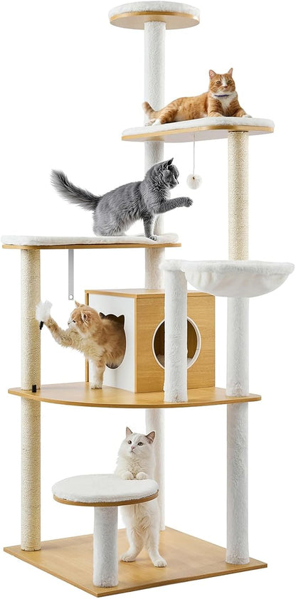 VEVOR Large Cat Tree, 68.9 inches Tall, Cat Tower, Multi-Level Cat Condo Furniture Activity Center with Cozy Perches, Sisal Scratching Posts, Hammock, Big Kittens House for Indoor Cats Play & Rest