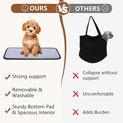 Dog Purse Carrier for Small Dogs, Cats, and Puppies – Soft-Sided Travel Pet Tote Bag with 4 Large Pockets, Foldable, Lightweight, Fits Pets up to 15 lbs, for Travel, Outings (Beige)