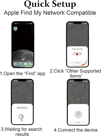 Mini GPS Tracker for Vehicles No Subscription, iOS Only, 4 Pack | Hidden Tracking Device, Car Tracker Work with Apple Find My, Vehicle Tracker with Audio for Kids, Dogs, Key, Luggage