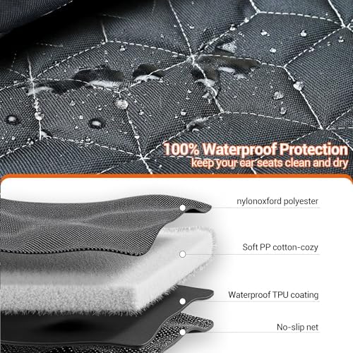 Meginc Dog Car Seat Cover-Waterproof Bench Back Seat Protector for SUV&Cars