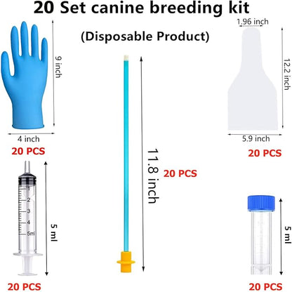 20 Set AI Artificial Insemination Dog Breeding Kit, Canine Breeding Kit, Dog Insemination Breeder Kit, Disposable Canine Artificial Insemination, Canine Breeding Supplies (11.8 inch) M