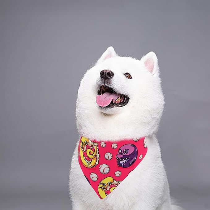 7 PCS Baseball Dog Bandanas for Large Dogs Breed 33 Inch Sewing Hemming Dog Bandana Print One Side XL Drool Bibs Game Day Grooming L