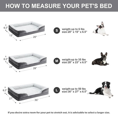 LEXTRO Orthopedic Dog Bed for Large Dogs, Egg Crate Foam Bed for Large Dogs, Equipped with Removable Waterproof Pillow Cover and Anti-Slip Bottom, Pet Bed