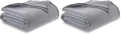 Vellux 1B07055 Original Insulating Core Hotel Style Solid Blanket Machine Washable Soft Cozy Warm Pet Friendly Bed Sofa Blankets, Twin, Grey (Pack of 2)