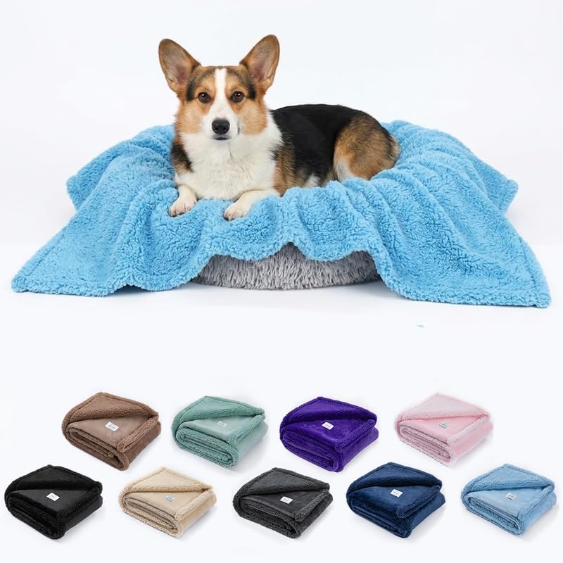 Blue Pet Blankets for Dogs Reversible Waterproof Pets Bed Cover Puppy Cat Blankets Leakproof Sofa Couch Washable Covers Doggie Beds Mats for Warm-Lake Blue,XL