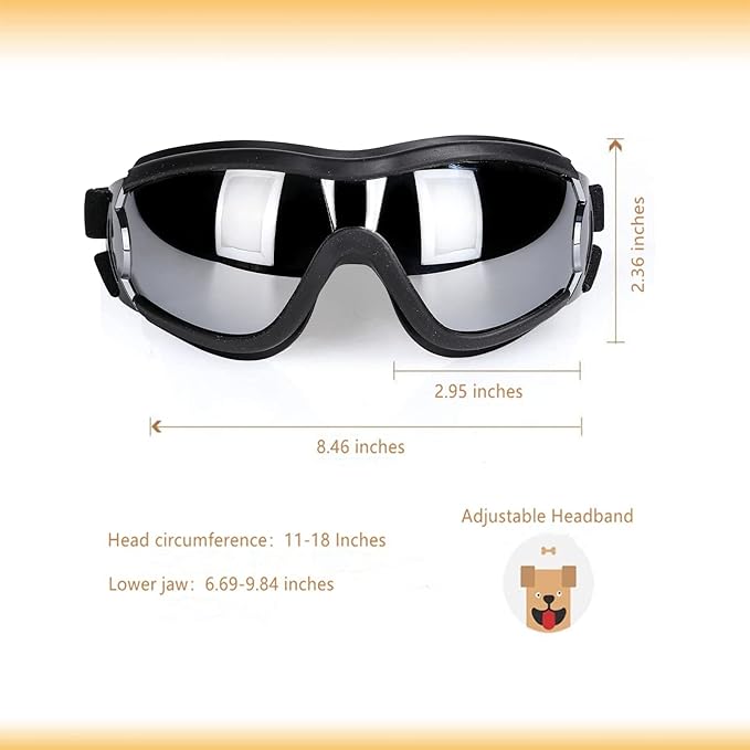 NVTED Dog Sunglasses Dog Goggles, UV Protection Wind Dust Fog Protection Pet Glasses Eye Wear Protect with Adjustable Strap for Medium or Large Dogs (Pack of 2)