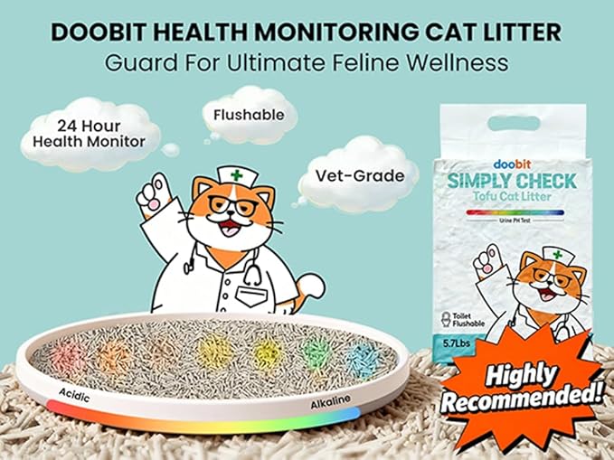 Simply Check Cat Urine PH Test Tofu Litter,11.4LBS(5.7lb x2pack) Color Changing pH Indicator, at Home Feline Urine Test Strips,Less Tracking,Cat Urinary&Bladder Health Monitor,UTI Test Strips
