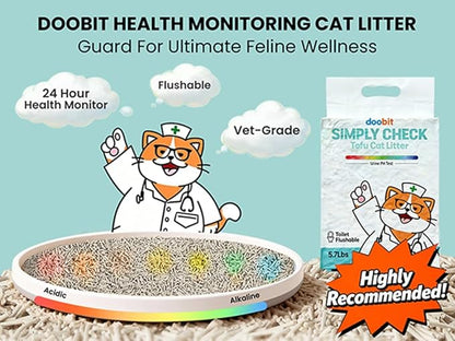Simply Check Cat Urine PH Test Tofu Litter,11.4LBS(5.7lb x2pack) Color Changing pH Indicator, at Home Feline Urine Test Strips,Less Tracking,Cat Urinary&Bladder Health Monitor,UTI Test Strips