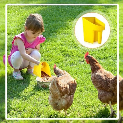FillTouch 8 Pcs Feed Scoop 2 Qt Plastic Enclosed Heavy Duty Stackable Feed Scoop for Bird Horse Chicken Livestock Animal Ranchers Homesteaders Farmers(Yellow)