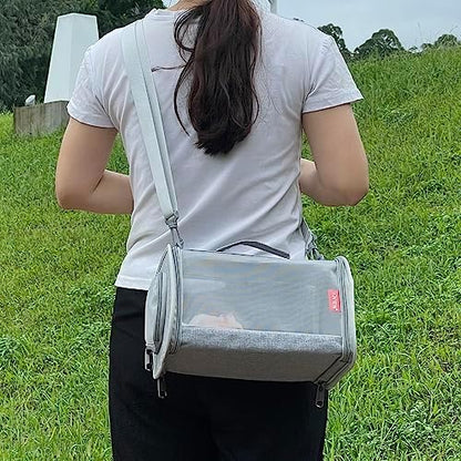 Guinea Pig Carrier Travel Small Animal Carrier Bag Lizard Bird Rabbit Carrier Cage Squirrel Breathable Bag Portable Travel Hamster Small Pet Hangbag (Small, Gray)