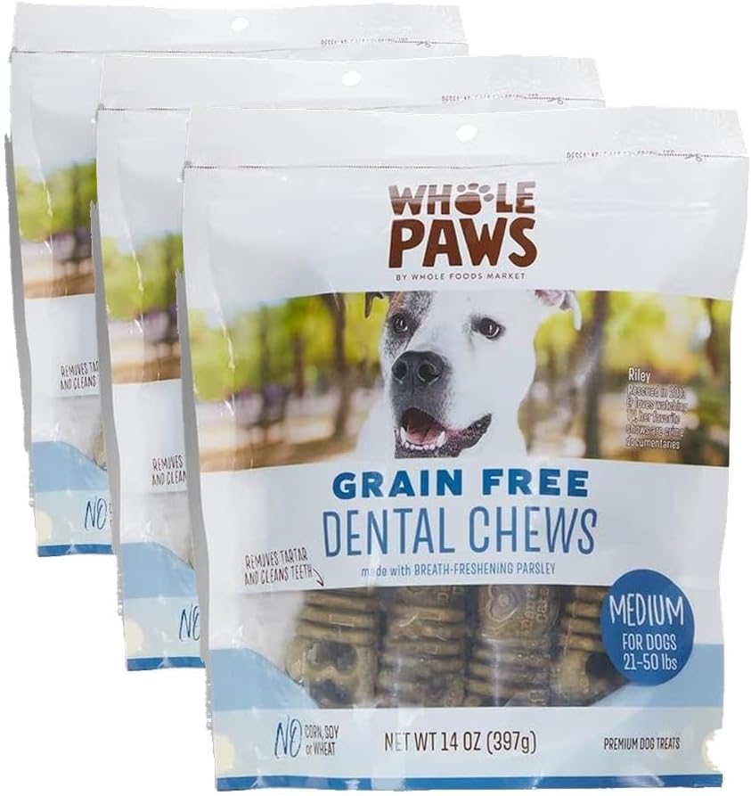 Whole Paws, Grain-Free Dental Treat Medium, 14 Ounce (Pack of 3)