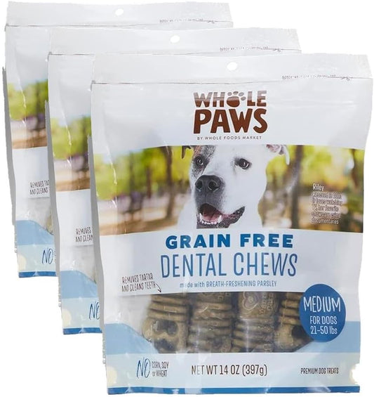 Whole Paws, Grain-Free Dental Treat Medium, 14 Ounce (Pack of 3)