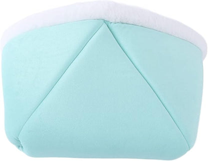 Cat Sleeping Bag Plush Pet Bed 40x52cm Mint Green - Soft Warm Semi - Closed Design, Washable Cozy Nest for Indoor Cats Puppies Kittens (Cat Litter-Mint Green)