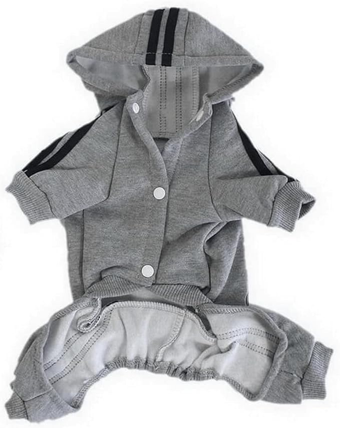 Cute Dog Hoodie Sweater Tracksuit Coat Jacket Winter Pajamas Jumpsuit Clothes Clothing 4-Legs Grey for Cat Puppy Small Medium Big All Type Dogs (X-Small)