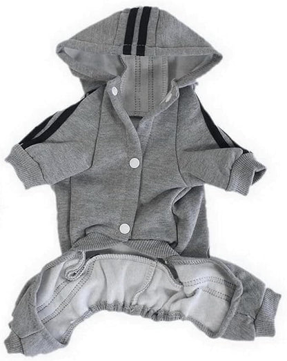 Cute Dog Hoodie Sweater Tracksuit Coat Jacket Winter Pajamas Jumpsuit Clothes Clothing 4-Legs Grey for Cat Puppy Small Medium Big All Type Dogs (X-Small)