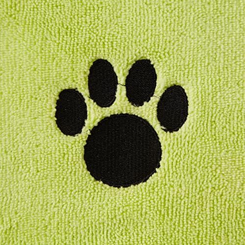 Bone Dry Pet Grooming Microfiber Towel, Embroidered Collection, X-Large,41x23.5, Lettuce Green (Pack of 2)