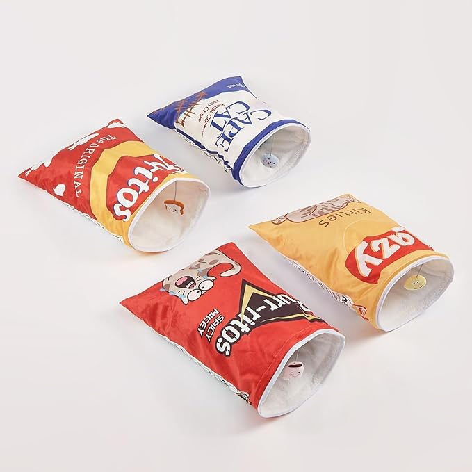 Cat Kitten Toy Sleeping Bag Cute Potato Chip Bag Design Hanging Snack Crinkle Sound Toy Pet Accessories Gift Choice