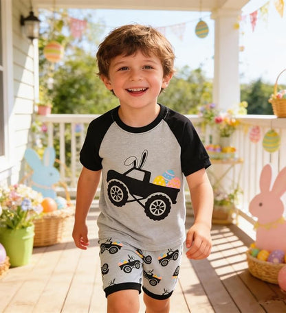 Popshion Boys Pajamas 100% Cotton Toddler Clothes Summer Pjs for Boy Planet Dinosaur Sleepwear Kids Short Sets 2-10 Years