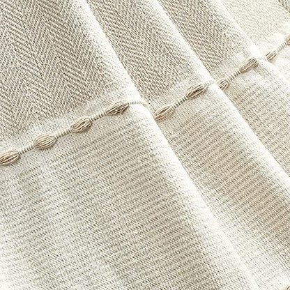 Lush Decor Herringbone Stripe Woven Tassel Yarn Dyed Cotton Throw Blanket 50" W x 60" L Neutral & White - Striped Throw Blankets - Beige Couch Blanket