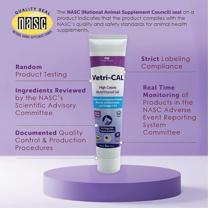 High Calorie Nutritional Gel for Dogs & Cats – Appetite Booster with Omega 3-6-9, Vitamins A-D-E-B – Recovery & Energy Support – Tasty Malt Flavor – 5 oz Tube (3-Pack)