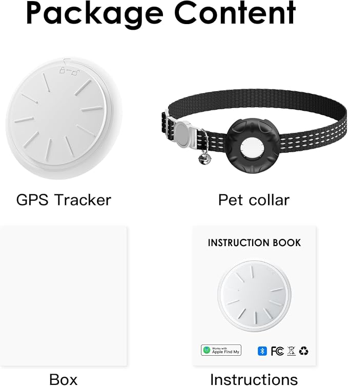 Cat Tracker with Cat Tracker Collar, Mini GPS Tracker, Lightweight Pet Trackers, No Subscription, Anti-Lost Trackers, Finder Tag for Vehicles, Pets, Kids, Longer Battery Life, Black