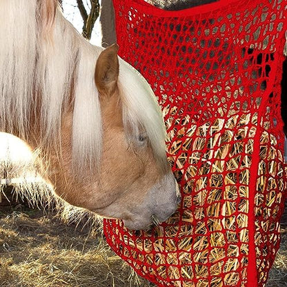 Fabbay 2 Pcs Slow Feed Hay Net for Horses, 35 x 31 Inch Hay Bag, Red