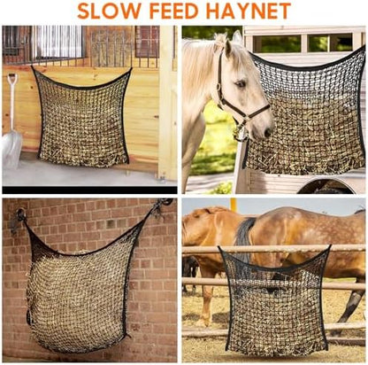 4 Pack Slow Feed Hay Net, Large Capacity Hay Bags for Horses, Easy to Hang
