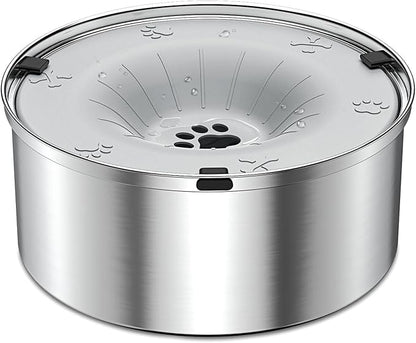 SCHITEC Dog Water Bowl No Spill 3L/0.8 Gallon Slow Drinking Anti-Splash Stainless Steel Dog Bowl with Floating Disk, Spill Proof Pet Travel Water Dispenser for Sloppy Messy Drinkers(Light Gray)