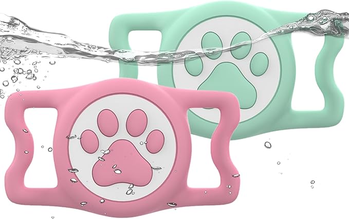 IP68 Waterproof Dog AirTag Holder for Dog Collar, Soft, Stretchy Silicone | Full-Body Protection, Easy Tool-Free Installation, Quiet, No-Dangle Fit, Lightweight, Fits Dog & Cat Collars of All Widths