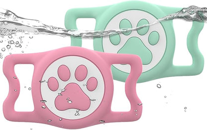 IP68 Waterproof Dog AirTag Holder for Dog Collar, Soft, Stretchy Silicone | Full-Body Protection, Easy Tool-Free Installation, Quiet, No-Dangle Fit, Lightweight, Fits Dog & Cat Collars of All Widths