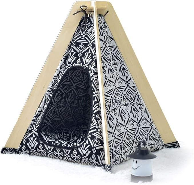Pet beds, Pet Tent Wooden Dog House Pet Bed Cat Bed Yurt Washable Kennel Cat Litter Small