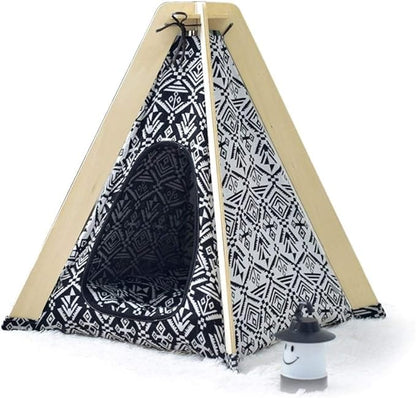 Pet beds, Pet Tent Wooden Dog House Pet Bed Cat Bed Yurt Washable Kennel Cat Litter Small