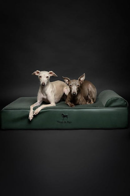 NOAH & PAW Large Dog Bed, 35x25x8.7 Inch, Orthopedic Dog Beds, Eggshell Memory Foam Infused with Cooling Gel, Waterproof, Machine Washable, Includes Inner Cover (Faux Leather)