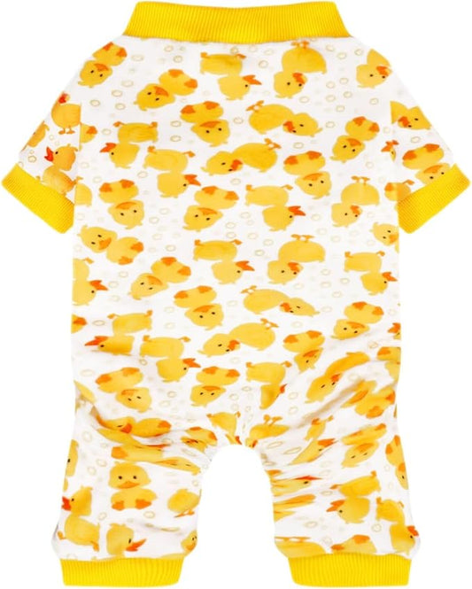 Paiaite Dog Pajamas Onesie: Comfortable Four-Legged Apparel for Small, Medium, & Large Dogs, Polyester Material for Comfort, Wrinkle Resistance, Moisture Wicking, Stretchiness Cartoon Duck L