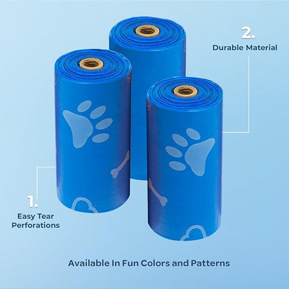 Best Pet Supplies Dog Poop Bags for Waste Refuse Cleanup, Doggy Roll Replacements for Outdoor Puppy Walking and Travel, Leak Proof and Tear Resistant, Thick Plastic - Blue (Unscented), 240 Bags
