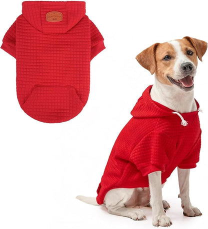 BEAUTYZOO Dog Hoodie with Leash Hole and Pocket,Dog Sweaters for Small Medium Large Dogs Boys Girls,Waffle-Like Laminated Cotton Warm Outfits for French Bulldogs, Pitbull, Winter Puppy Clothes Jacket