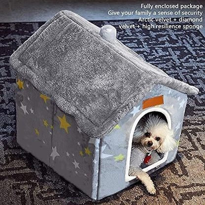 BXEBUI Dog House Indoor Memory Sponge, Foldable Dog House Kennel Bed Mat with Cushion for Small Medium Large Dogs Cats, Winter Warm Cat Nest Puppy Cave Sofa Pet Products (Medium)