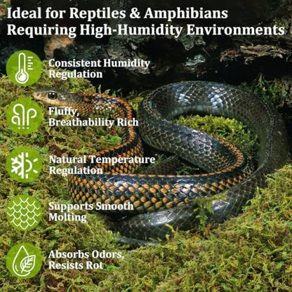 Riare 1.3LB Sphagnum Moss for Reptiles- 50QT Natural Reptile Moss Bedding