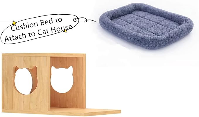 SHENGOCASE 4-Pack 10.6" L x 17" W Rectangular Teddy Fleece Cat Bed Cushion with Bolster for Cat and Small Dog, Anti-Skip Bottom, Machine Washable