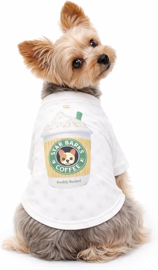 Luxury Designer Dog T Shirt – Trendy Puppy Clothes for Small Dogs, Fashion Pet Tee for French Bulldogs & Chihuahuas, Everything Chic Dog Apparel (StarbarksTee, Small)