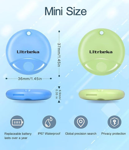 Ultrbeka Tracker 4 Pack Bluetooth Item Finder for iPhone – MFi Certified Smart Tracker Compatible with Apple Find My, Replaceable Battery, IP67 Waterproof Key Finder for Keys, Wallet, Luggage