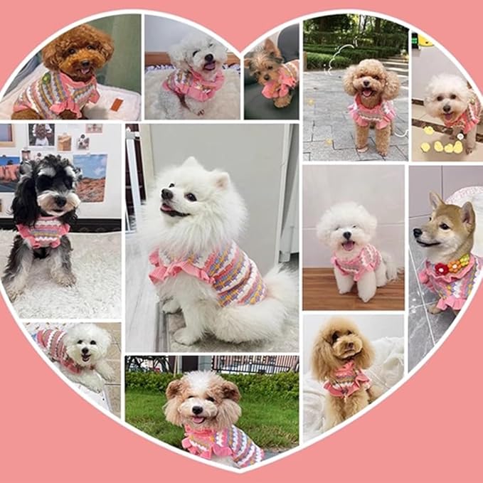 Pink Small Dog Sweater Female, Knitted Cat Sweater, Fall Girl Puppy Clothes, Turtleneck Doggy Cable Knitwear, Warm Pet Clothing for Chihuahua Yorkie Bulldog Teacup (Pink, X-Small)