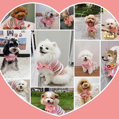 Pink Small Dog Sweater Female, Knitted Cat Sweater, Fall Girl Puppy Clothes, Turtleneck Doggy Cable Knitwear, Warm Pet Clothing for Chihuahua Yorkie Bulldog Teacup (Pink, Large)