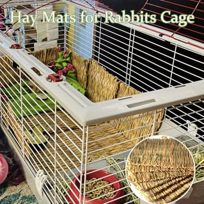 4 Pcs Natural Rabbit Grass Mats Chewable Bedding 11''x8.3''