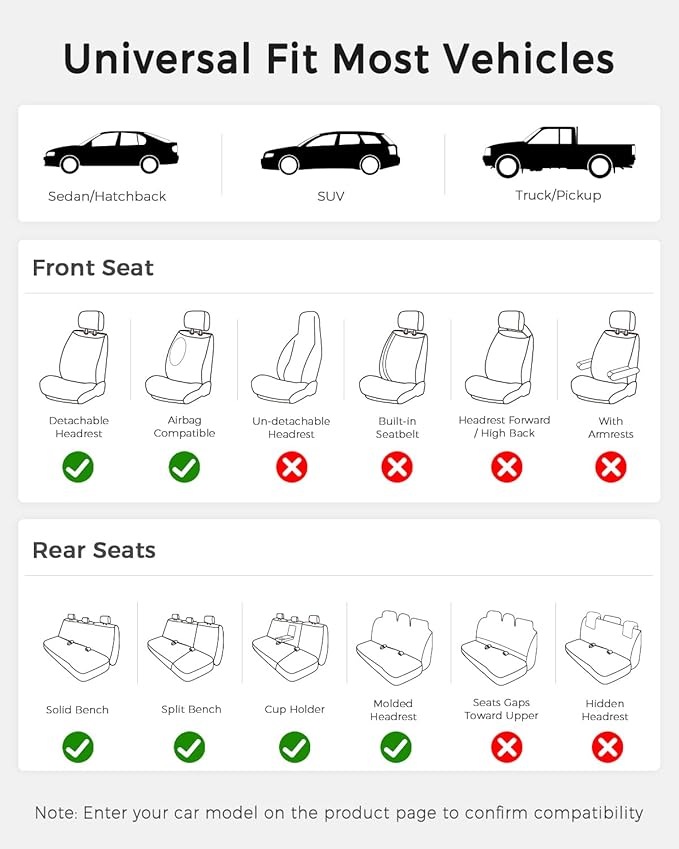 Huidasource Beige Seat Covers, Nappa Leather Car Seat Cover with Lumbar Support, Ventilation Holes, Velcro Adjustable, Airbag, Full-Coverage Seat Covers, Universal Fit for Most Cars SUV Trucks, Beige