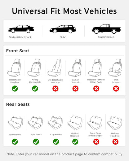 Huidasource Beige Seat Covers, Nappa Leather Car Seat Cover with Lumbar Support, Ventilation Holes, Velcro Adjustable, Airbag, Full-Coverage Seat Covers, Universal Fit for Most Cars SUV Trucks, Beige