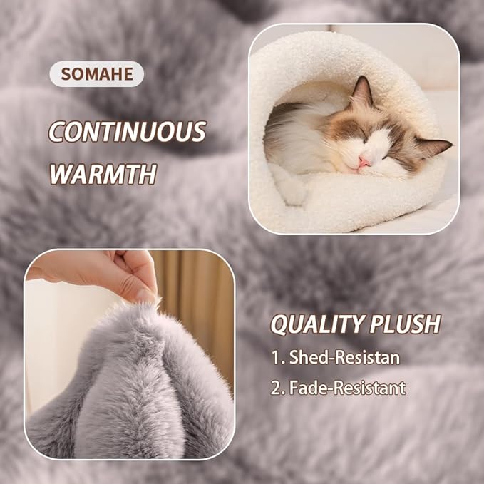 Self-Warming Cat Sleeping Bag, Enclosed Hooded Snuggle Sack with Dual-Side Plush Cat Cave Bed, Portable Foldable Pet Sleeping Pod for Indoor & Travel, Anti-Static, 21.7"x17.7"White